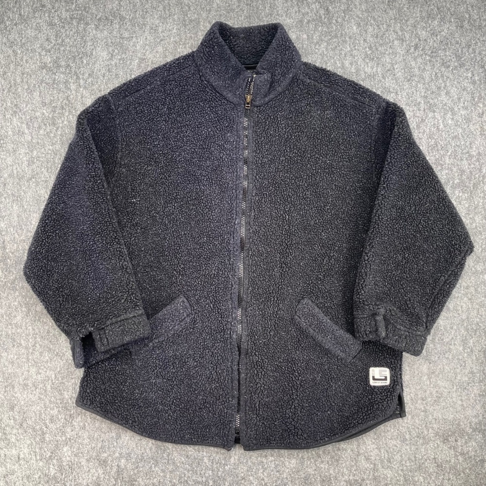 Vintage Levis Jacket Mens Large Sherpa Fleece Black Full Zip Heavy